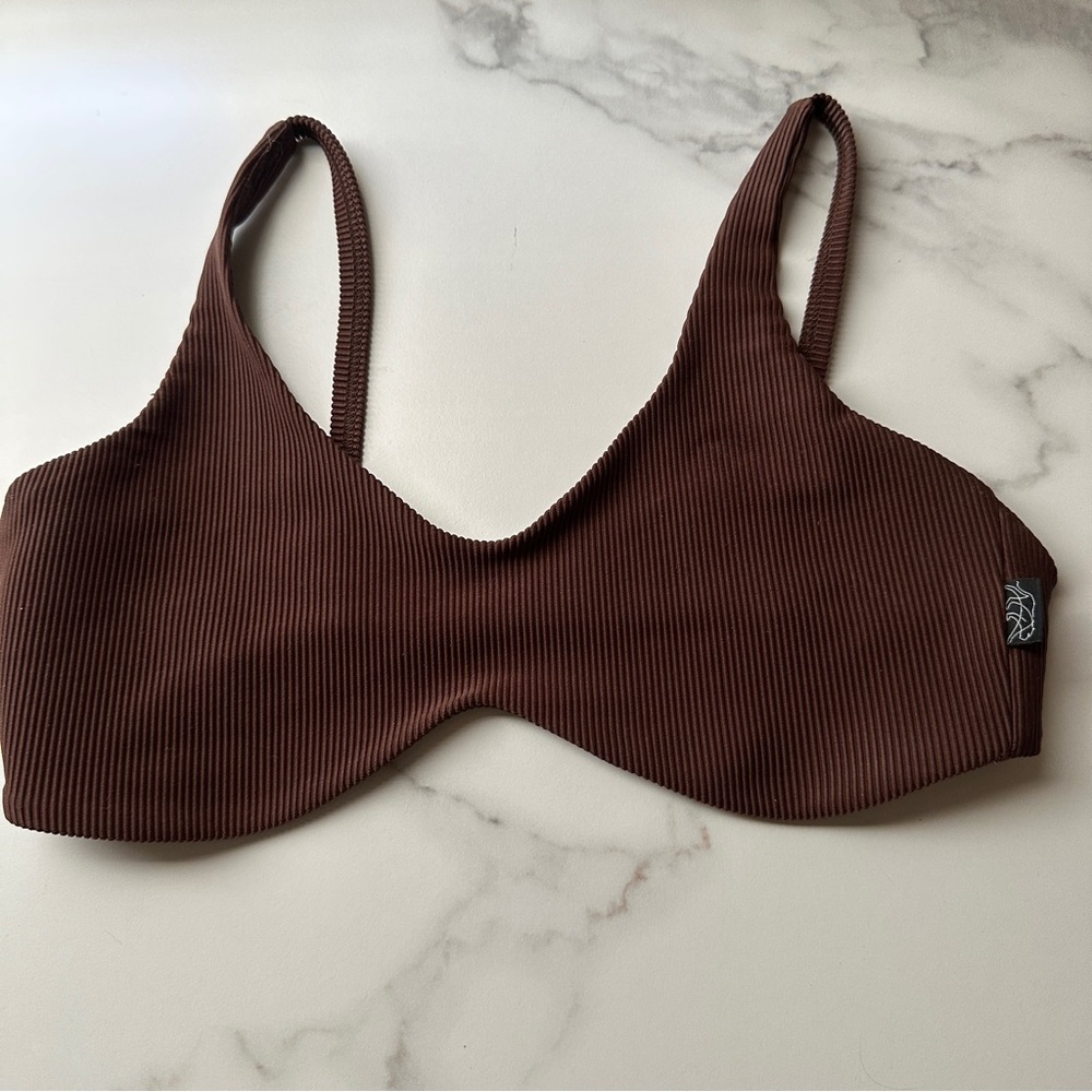 Brown Ribbed Women XS Tiger Friday bra top